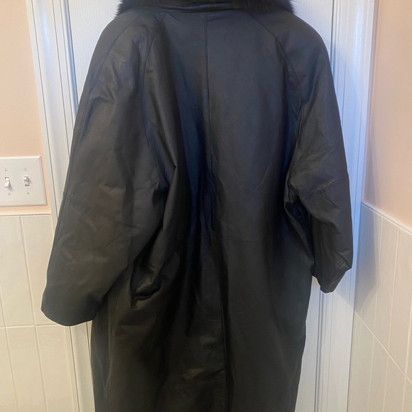 Direct Action Black Genuine Leather Trench with Fur Collar Size M - Picture 3 of 11